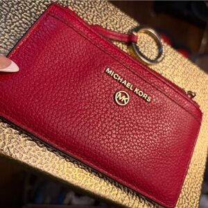 Michael Kors Jet Set Charm, Small Slim Line Card Case Key Chain Red